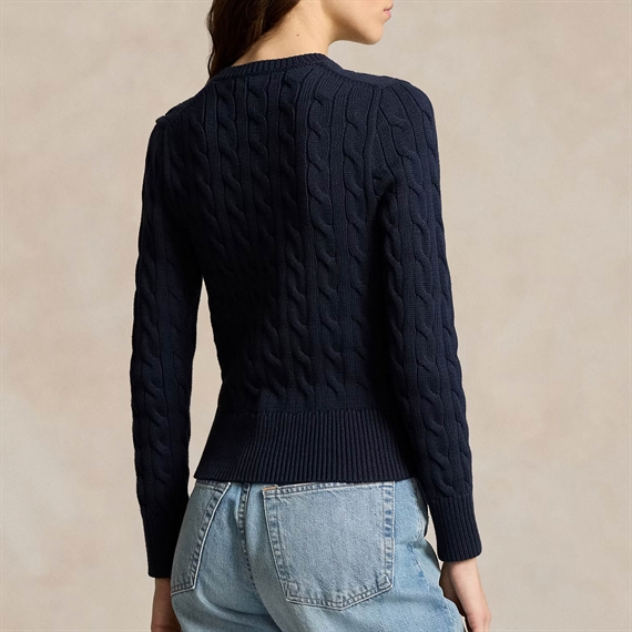 Polo Ralph Lauren Cable-Knit Cotton Crewneck Cardigan, Hunter Navy